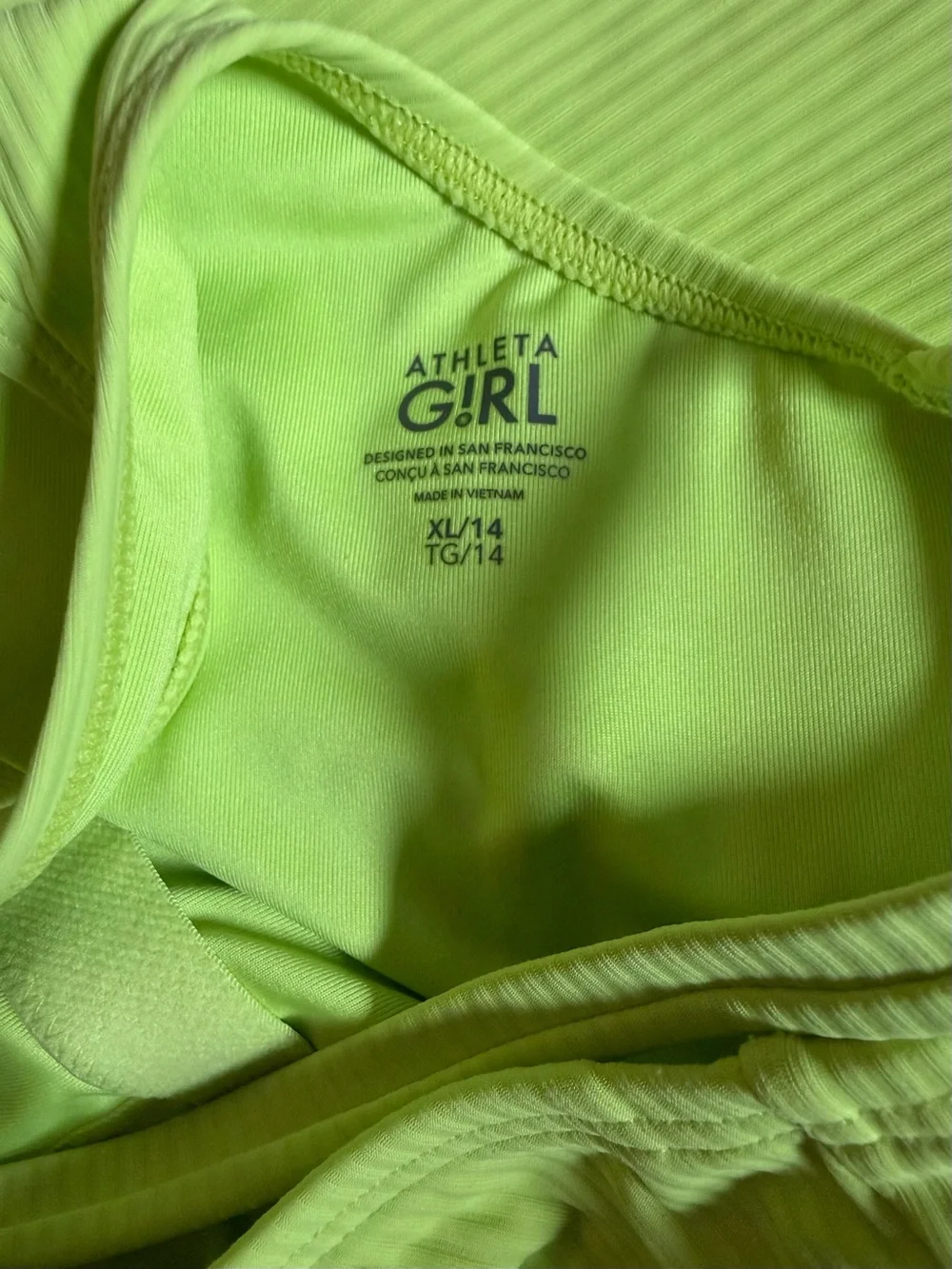 Athleta Neon Yellow One-Shoulder Ribbed Kids Swimsuit